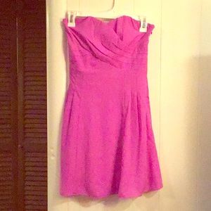 Silky strapless lilac dress